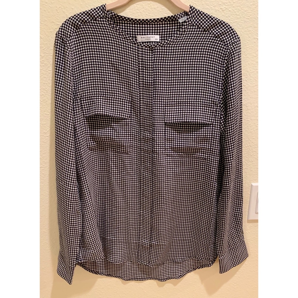 Equipment Silk Spotted Blouse, Size Medium